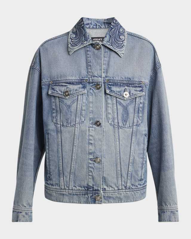Barocco Embossed Denim Jacket